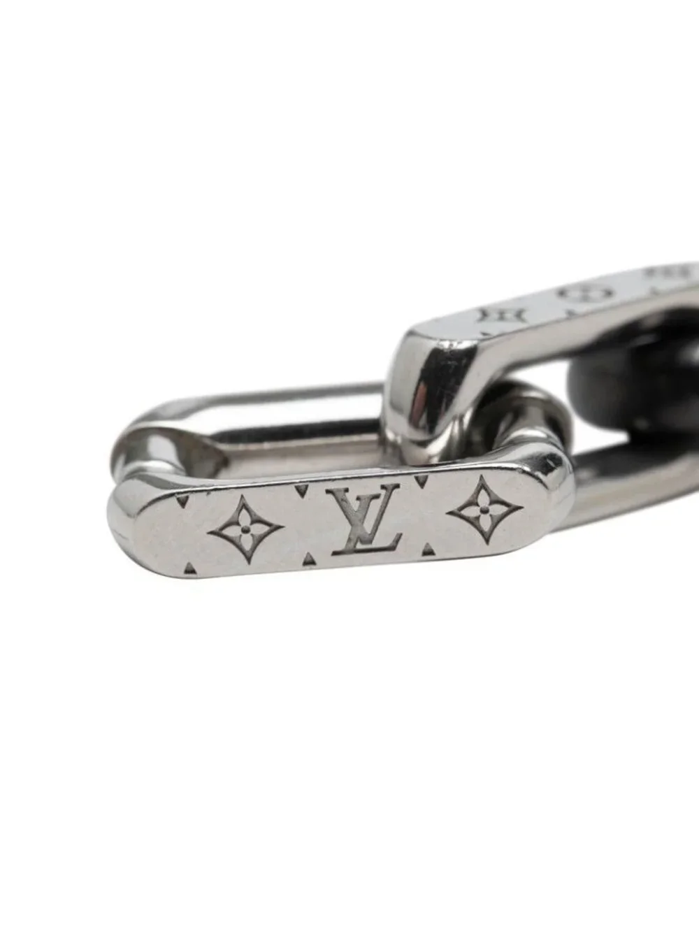 Louis Vuitton Collier Monogram Chain Necklace Silver Black Metal